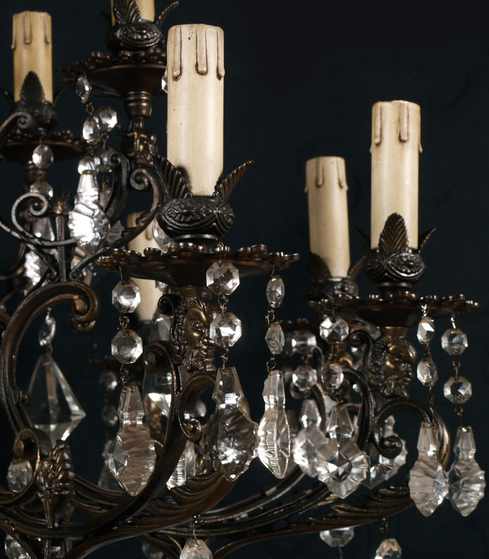 Grande lampadario vintage ottone bronzato gocce in vetro liberty ... Decorazione Liberty lampadari