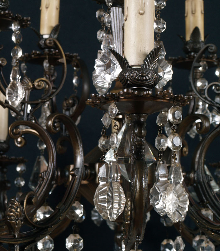 Grande lampadario vintage ottone bronzato gocce in vetro liberty ... Decorazione Liberty lampadari
