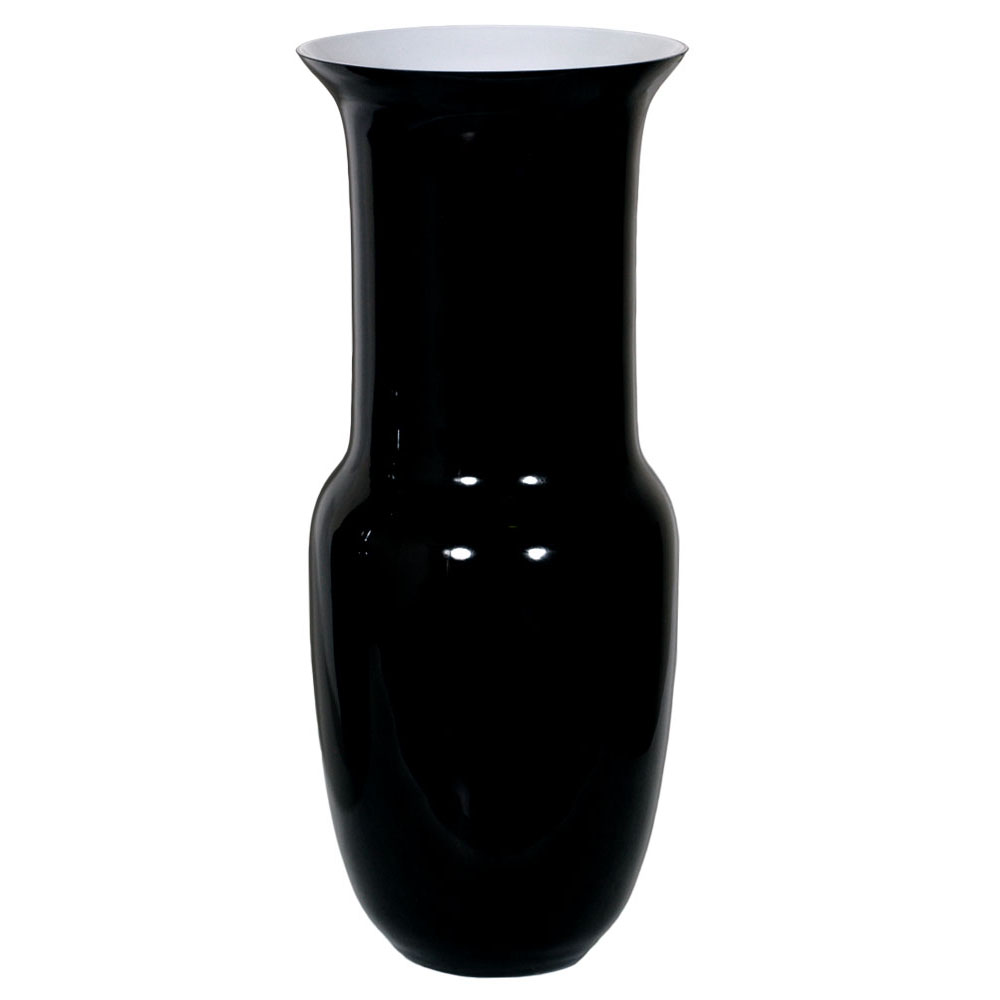 MID CENTURY VASE SIGNED VENINI BLACK & WHITE OPAL MURANO ...